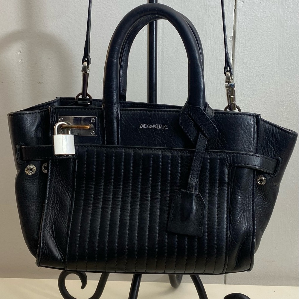 Zadig & Voltaire Small Quilted Black Leather Crossbody Tote